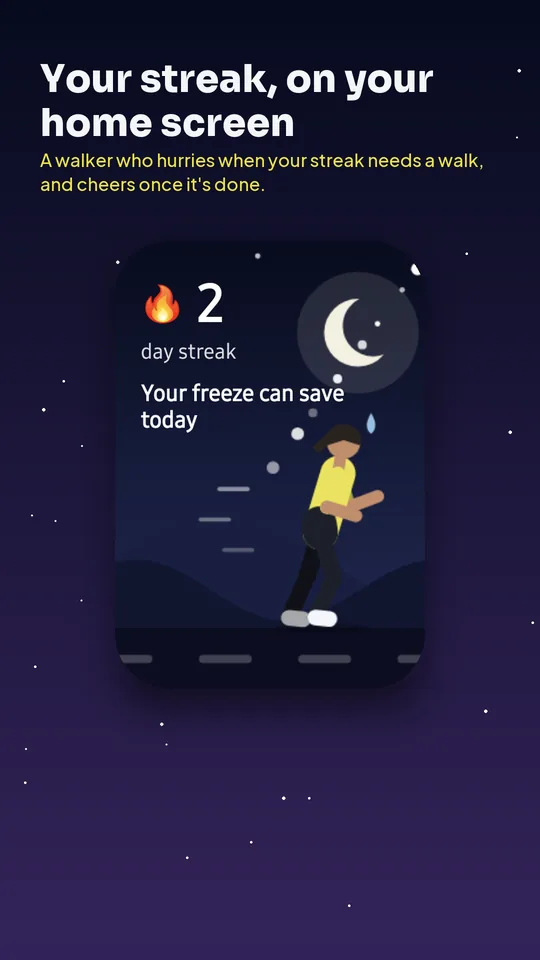 Home screen streak widget with the walker